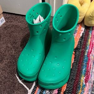 CROCS Green Winter Rain Boots